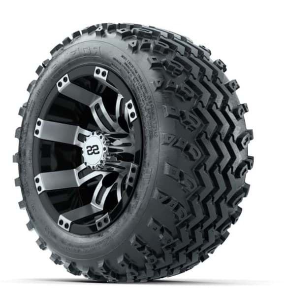 Picture of GTW Tempest Machined/Black 10 in Wheels with 18x9.50-10 Rogue All Terrain Tires – Full Set