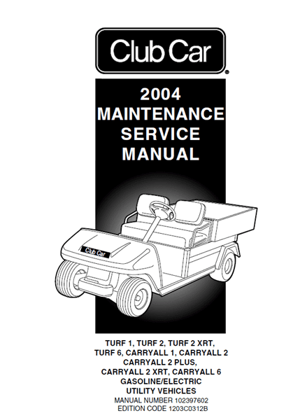 Picture of Service manual, 2004 Club Car Turf